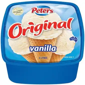 IGA Peters Original Vanilla or Neapolitan Ice Cream 4 Litre offer