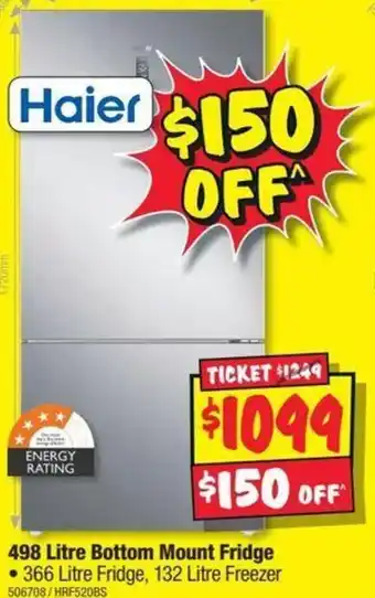 JB Hi-Fi Haier 498 Litre Bottom Mount Fridge offer