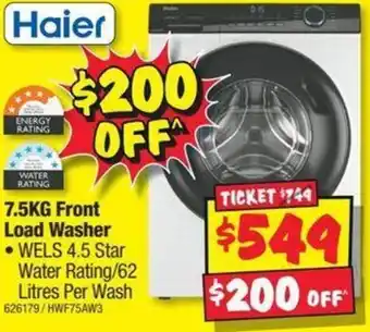JB Hi-Fi Haier 7.5KG Front Load Washer offer