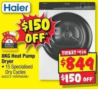 JB Hi-Fi Haier 8KG Heat Pump Dryer offer