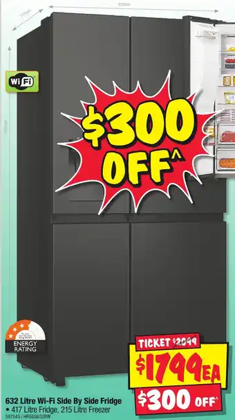 JB Hi-Fi 632 Litre Wi-Fi Side By Side Fridge offer