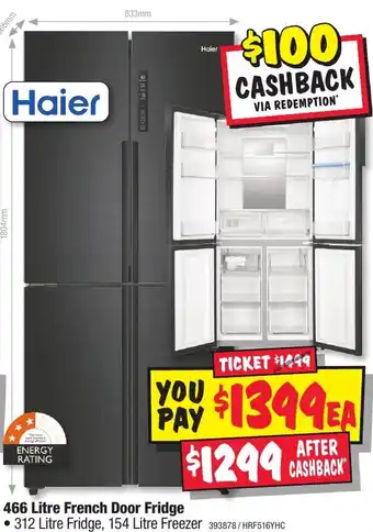 JB Hi-Fi Haier 466 Litre French Door Fridge offer