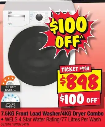 JB Hi-Fi 7.5KG Front Load Washer/4KG Dryer Combo offer