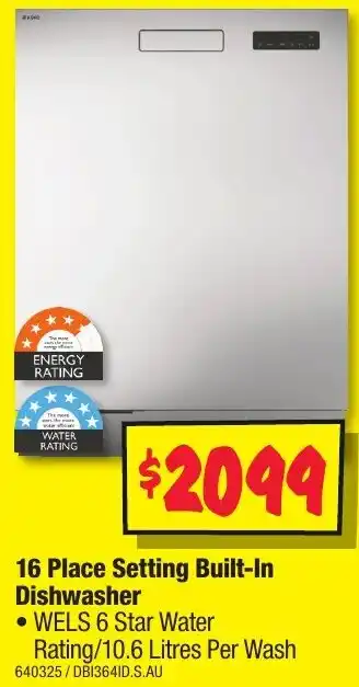 JB Hi-Fi 16 Place Setting Built-In Dishwasher offer