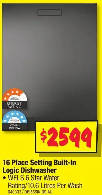 JB Hi-Fi 16 Place Setting Built-In Logic Dishwasher offer