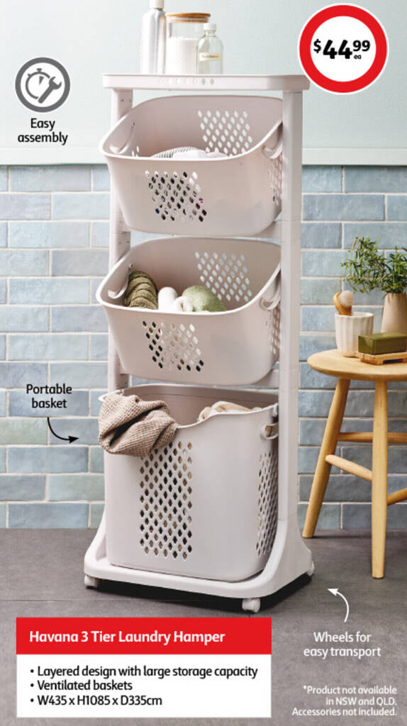 Havana 3 Tier Laundry Hamper offer at Coles