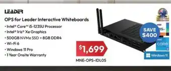 Leader Computers LEADER OPS for Leader Interactive Whiteboards offer