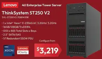 Leader Computers Lenovo 4U Enterprise Tower Server ThinkSystem ST250 V2 offer