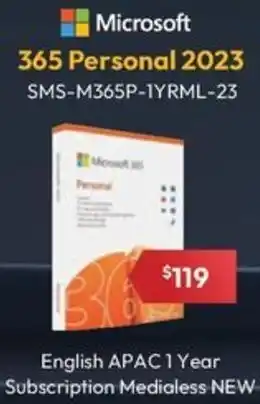 Leader Computers Microsoft 365 Personal 2023 SMS-M365P-1YRML-23 offer