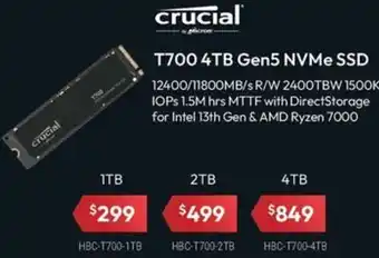 crucial T700 4TB Gen5 NVMe SSD