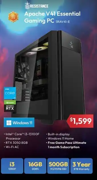 Leader Computers RESISTANCE Apache V41 Essential Gaming PC offer