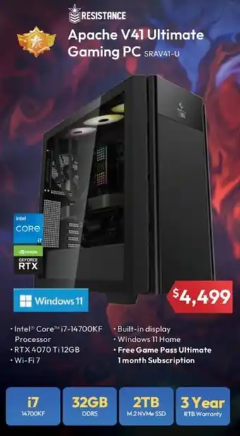 Leader Computers RESISTANCE Apache V41 Ultimate Gaming PC offer