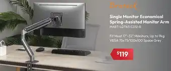 Brateck Single Monitor Economical Spring-Assisted Monitor Arm