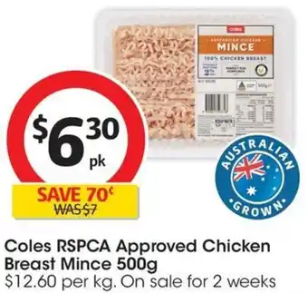 Coles Coles RSPCA Approved Chicken Breast Mince 500g offer