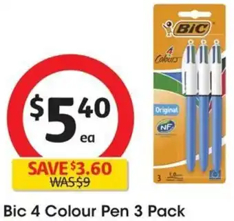 Bic 4 Colour Pen 3 Pack