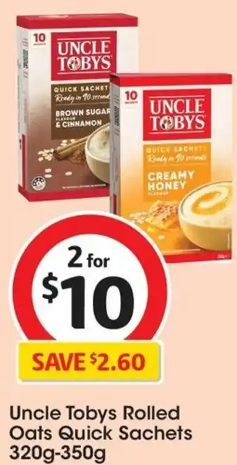 Coles Uncle Tobys Rolled Oats Quick Sachets 320g-350g offer