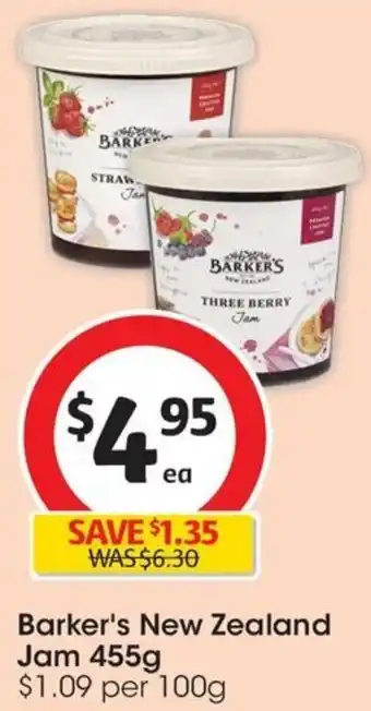 Coles Barker's New Zealand Jam 455g offer