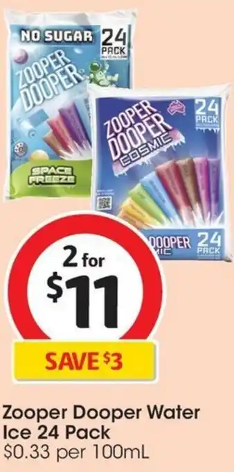 Coles Zooper Dooper Water Ice 24 Pack offer