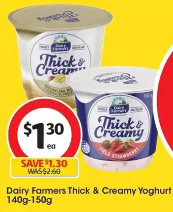 Coles Dairy Farmers Thick & Creamy Yoghurt 140g-150g offer