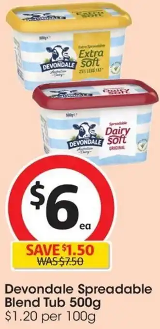 Devondale Spreadable Blend Tub 500g