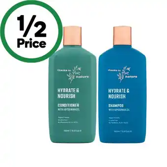 Woolworths Thanks To Nature Shampoo or Conditioner 500ml offer