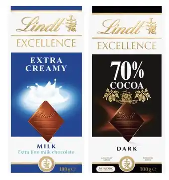 Coles Lindt Excellence or Lindor Block Chocolate 80g-100g offer