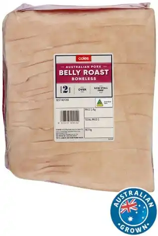 Coles Coles Australian Pork Belly Roast Boneless offer