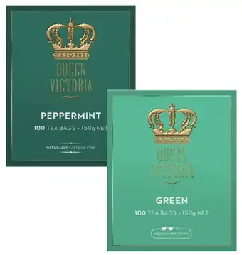 Coles Queen Victoria Peppermint or Green Tea Bags 100 Pack offer