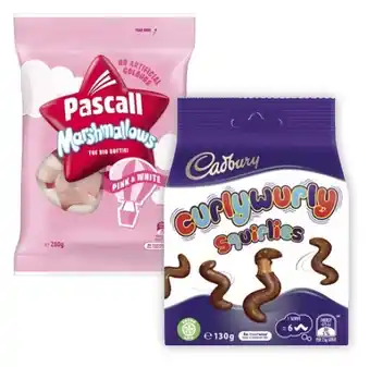Coles Cadbury or Europe Bites 120g-160g or Pascall Marshmallows 280g offer