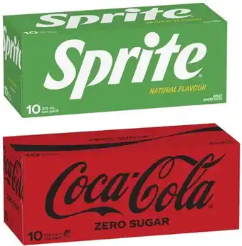 Coles Coca-Cola, Sprite or Fanta Soft Drink 10x375mL or Mount Franklin Lightly Sparkling 10x375mL offer