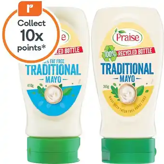 Woolworths Praise Mayonnaise Traditional Squeeze 365-410g offer
