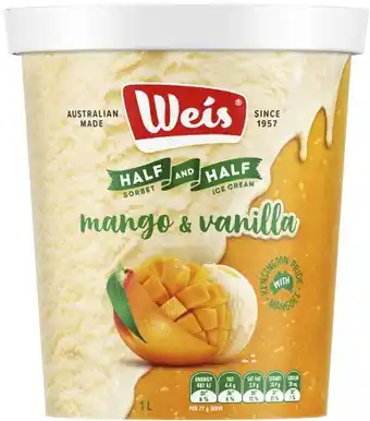 Coles Weis Half & Half 1 Litre offer