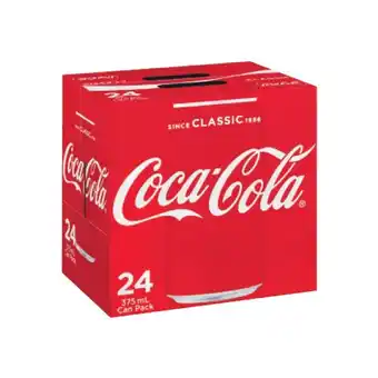 Woolworths Coca-Cola Classic, Zero Sugar or Diet Soft Drink Varieties 24 x 375ml offer