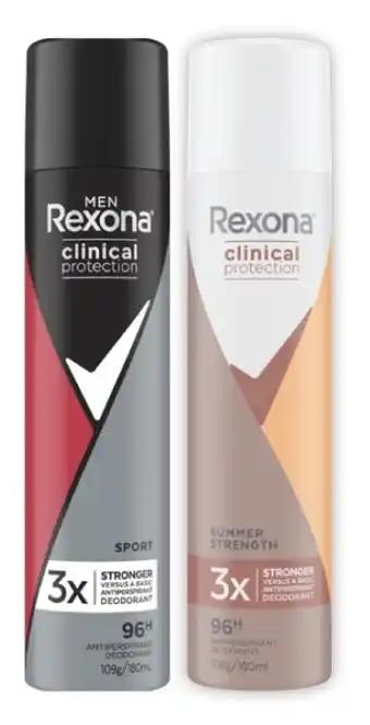 Coles Rexona Clinical Protection Antiperspirant Aerosol Deodorant 180mL offer