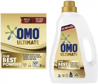 Coles Omo Ultimate Laundry Liquid 2 Litre or Powder 2kg offer
