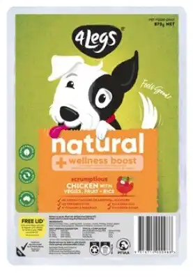 Coles 4 Legs Natural + Wellness Boost Dog Food 870g offer