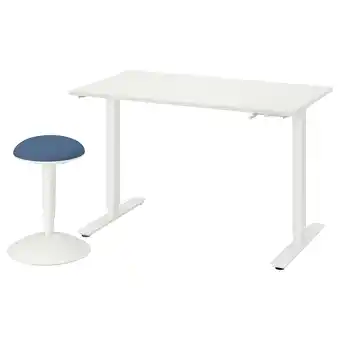 IKEA Trotten / nilserik Desk+sit/stand support, white/dark blue offer