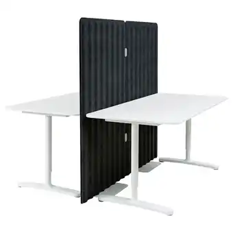 IKEA Bekant Desk with screen, white/dark grey, 160x160 150 cm offer