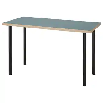 IKEA Lagkapten / adils Desk, grey-turquoise/black, 120x60 cm offer