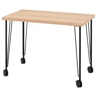 IKEA Linnmon / krille Desk, white stained oak effect/black, 100x60 cm offer