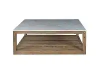 LivingStyles Aveyron Marble Topped Oak Timber Coffee Table, 120cm, Natural offer