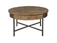 LivingStyles Sonnac Reclaimed Elm Timber & Iron Round Coffee Table, 80cm offer