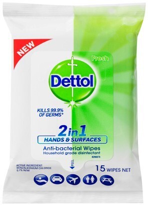 BIG W Dettol 2-in-1 Hands & Surfaces Anti-Bacterial Wipes 15 Pack offer