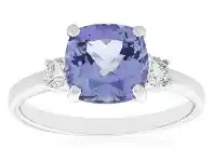 Grahams Jewellers 2.00ct Tanzanite Cushion & Diamond Trilogy Ring in 9ct White Gold offer