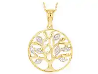 Flawless Cut 9ct Yellow Gold Diamond Tree of Life Pendant with Chain