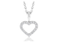 Grahams Jewellers Memoire 18ct White Gold 0.15 Carat Diamond Open Heart Pendant with Chain offer