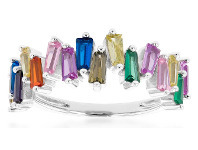 Sterling Silver Rainbow Multicolour Cubic Zirconia Ring