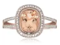 Grahams Jewellers Morganite 1.32ct Cushion & Diamond Ring in 9ct Rose Gold offer