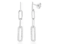Grahams Jewellers Sterling Silver Cubic Zirconia on Link Rhodium Plated Drop Earrings offer