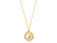 Grahams Jewellers 9ct Yellow Gold Golden Pearl and Diamond Pendant offer